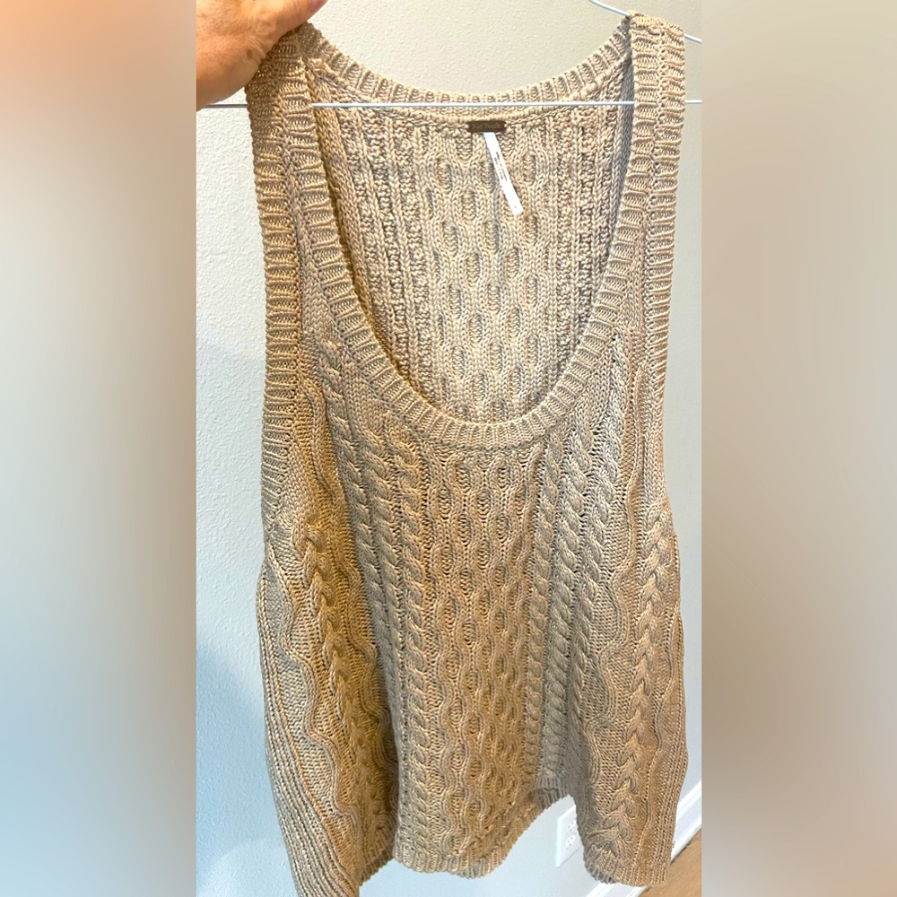 Gold shimmer cable knit top from Free People